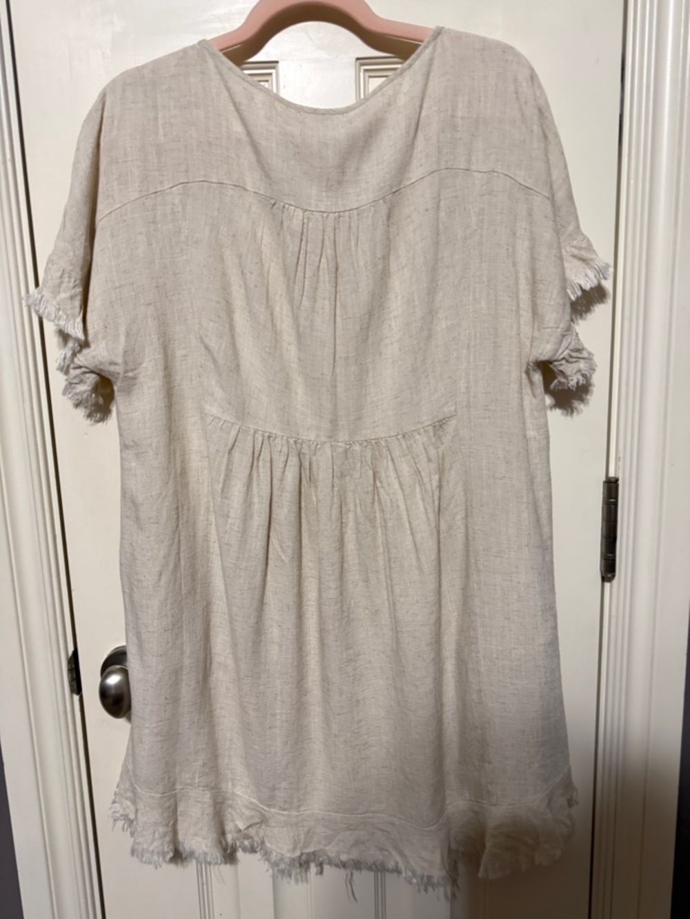 Umgee Beige Fringed Short Sleeve Dress - Picture 3 of 4